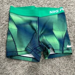 Nike Pro Green and Blue Shorts